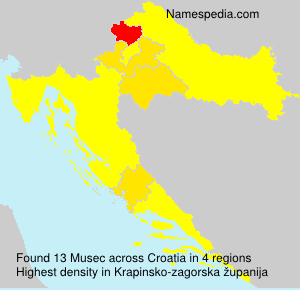 Surname Musec in Croatia Surname Musec in Croatia