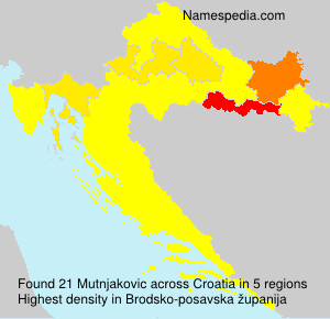 Surname Mutnjakovic in Croatia Surname Mutnjakovic in Croatia