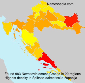 Surname Novakovic in Croatia Surname Novakovic in Croatia