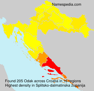 Surname Odak in Croatia Surname Odak in Croatia