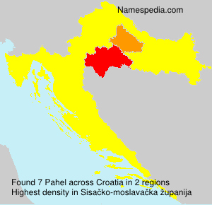 Surname Pahel in Croatia Surname Pahel in Croatia