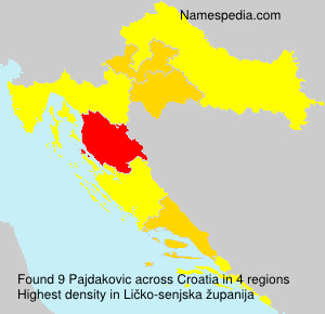 Surname Pajdakovic in Croatia Surname Pajdakovic in Croatia