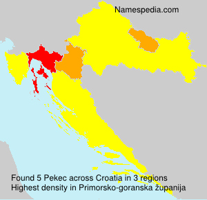 Surname Pekec in Croatia Surname Pekec in Croatia