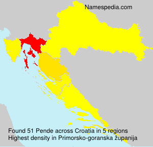 Surname Pende in Croatia Surname Pende in Croatia