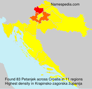 Surname Petanjek in Croatia