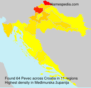 Surname Pevec in Croatia Surname Pevec in Croatia