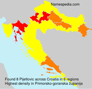 Surname Pijetlovic in Croatia Surname Pijetlovic in Croatia