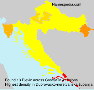 Surname Pjevic in Croatia
