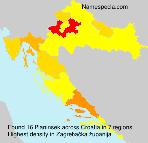 Surname Planinsek in Croatia Surname Planinsek in Croatia