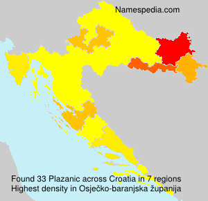 Surname Plazanic in Croatia