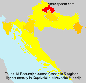 Surname Podunajec in Croatia Surname Podunajec in Croatia