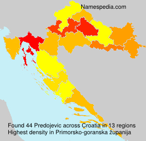 Surname Predojevic in Croatia Surname Predojevic in Croatia
