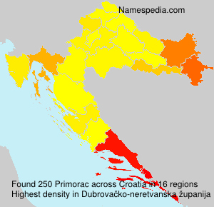 Surname Primorac in Croatia Surname Primorac in Croatia