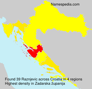 Surname Raznjevic in Croatia