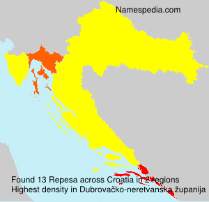 Surname Repesa in Croatia Surname Repesa in Croatia