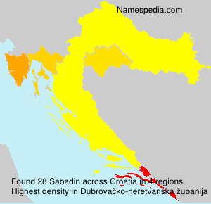 Surname Sabadin in Croatia Surname Sabadin in Croatia