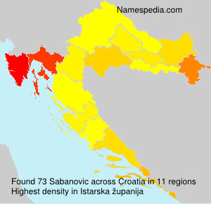 Surname Sabanovic in Croatia Surname Sabanovic in Croatia