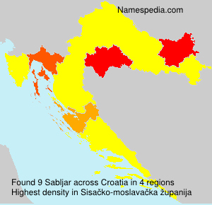 Surname Sabljar in Croatia Surname Sabljar in Croatia