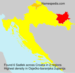 Surname Sadlek in Croatia Surname Sadlek in Croatia