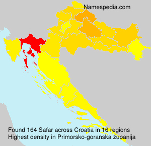 Surname Safar in Croatia Surname Safar in Croatia