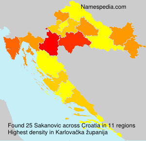 Surname Sakanovic in Croatia Surname Sakanovic in Croatia