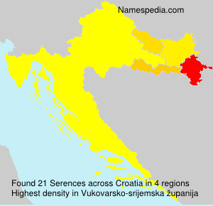 Surname Serences in Croatia Surname Serences in Croatia
