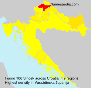 Surname Sincek in Croatia Surname Sincek in Croatia