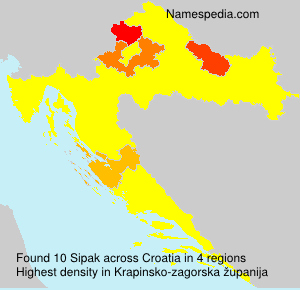 Surname Sipak in Croatia Surname Sipak in Croatia