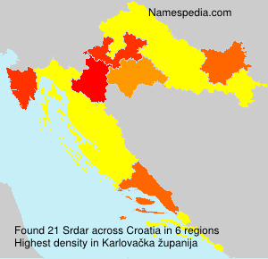 Surname Srdar in Croatia Surname Srdar in Croatia