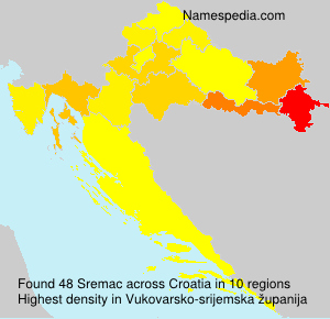 Surname Sremac in Croatia Surname Sremac in Croatia