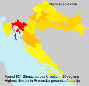 Surname Stimac in Croatia Surname Stimac in Croatia