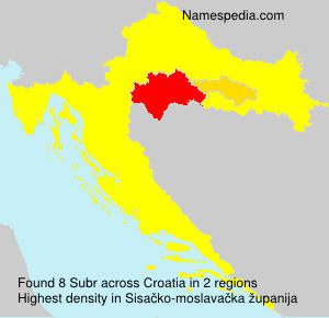 Surname Subr in Croatia Surname Subr in Croatia