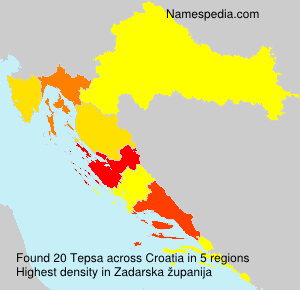 Surname Tepsa in Croatia Surname Tepsa in Croatia