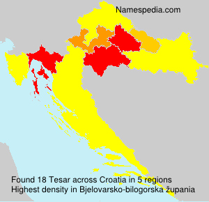 Surname Tesar in Croatia Surname Tesar in Croatia