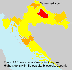 Surname Tuma in Croatia Surname Tuma in Croatia