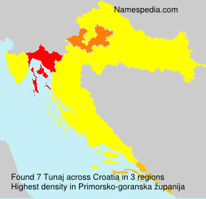 Surname Tunaj in Croatia Surname Tunaj in Croatia