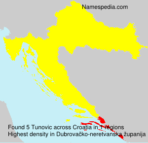 Surname Tunovic in Croatia Surname Tunovic in Croatia