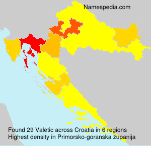 Surname Valetic in Croatia Surname Valetic in Croatia