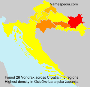 Surname Vondrak in Croatia Surname Vondrak in Croatia
