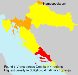 Surname Vrana in Croatia Surname Vrana in Croatia