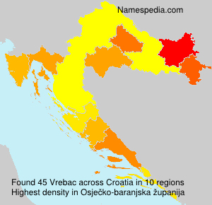 Surname Vrebac in Croatia Surname Vrebac in Croatia