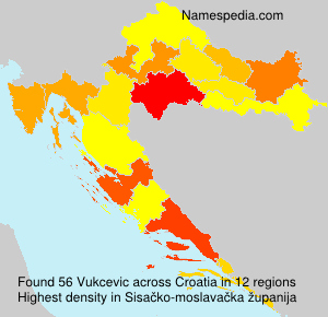 Surname Vukcevic in Croatia Surname Vukcevic in Croatia