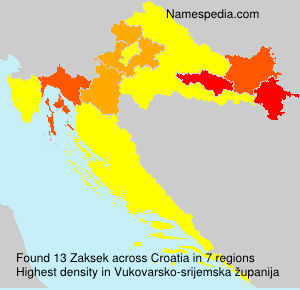 Surname Zaksek in Croatia Surname Zaksek in Croatia