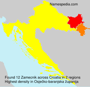 Surname Zamecnik in Croatia Surname Zamecnik in Croatia