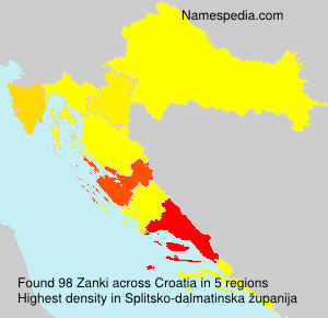 Surname Zanki in Croatia Surname Zanki in Croatia