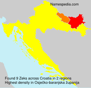 Surname Zeks in Croatia Surname Zeks in Croatia