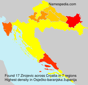 Surname Zirojevic in Croatia Surname Zirojevic in Croatia