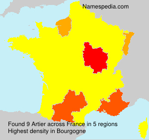 Surname Artier in France Surname Artier in France