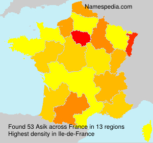 Surname Asik in France Surname Asik in France
