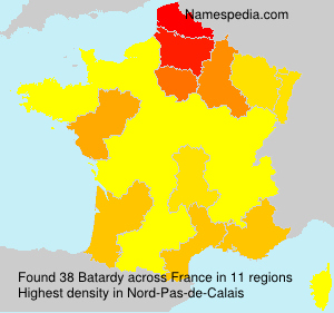 Surname Batardy in France Surname Batardy in France